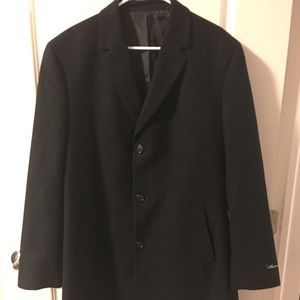 Like NEW Kenneth Cole PeaCoat Black Wool Men L44